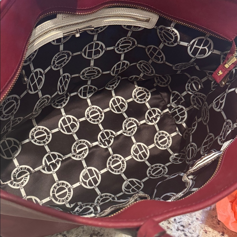 Henri Bendel Red Leather Tote with Gold Charm - Picture 12 of 16